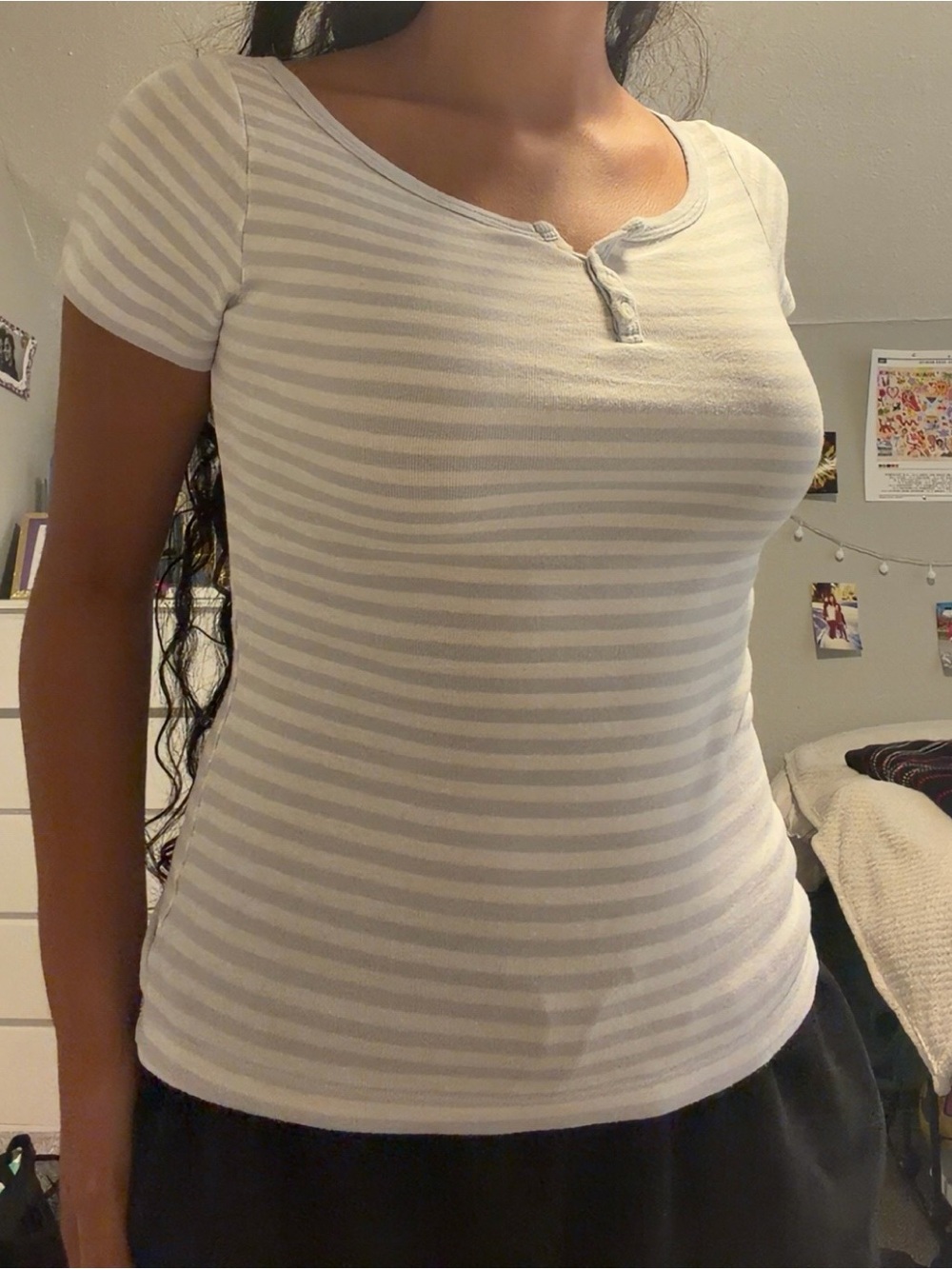 Brandy Melville Striped Henley tee